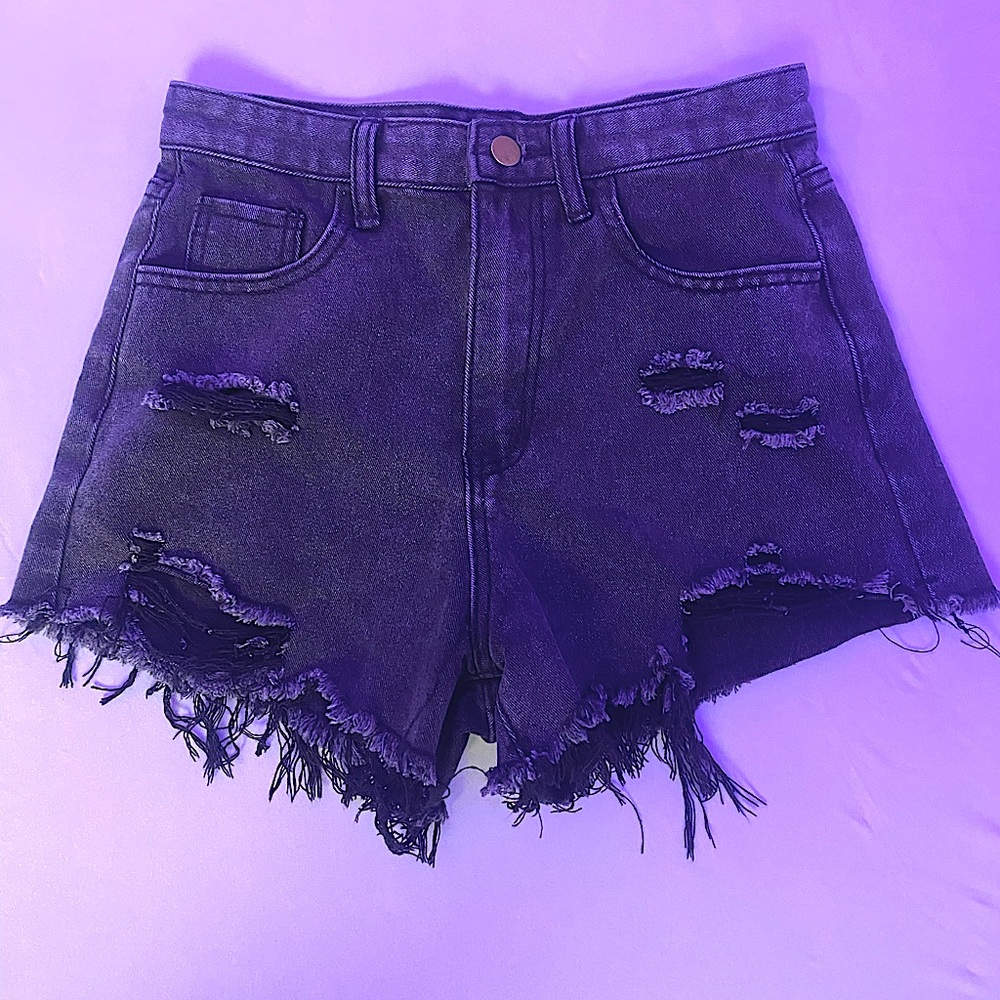 black Shein jean shorts